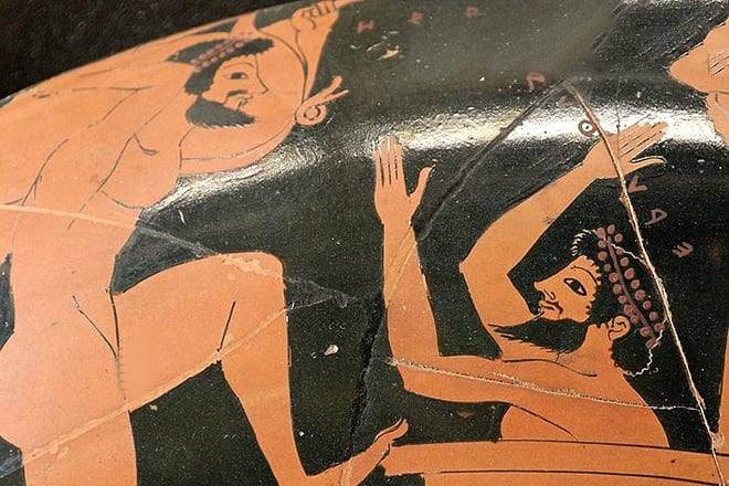 Геракл и Эврисфей. Рисунок на амфоре