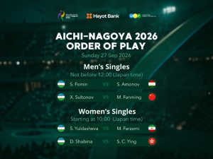 Aichi–Nagoya 2026: O‘zbekiston tennischilarining raqiblari aniqlandi
